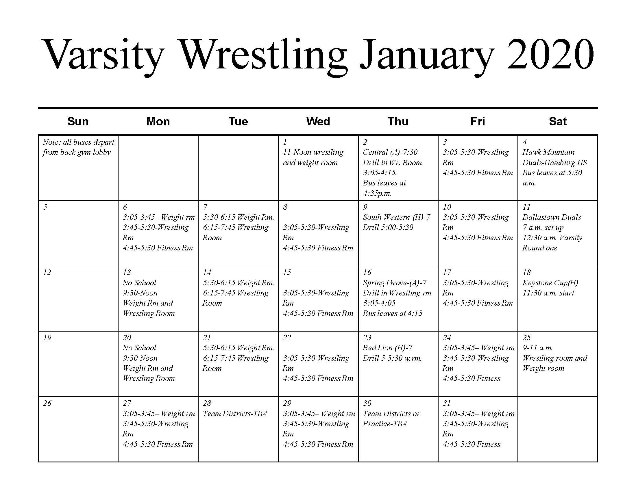 Calendar Dallastown Wrestling